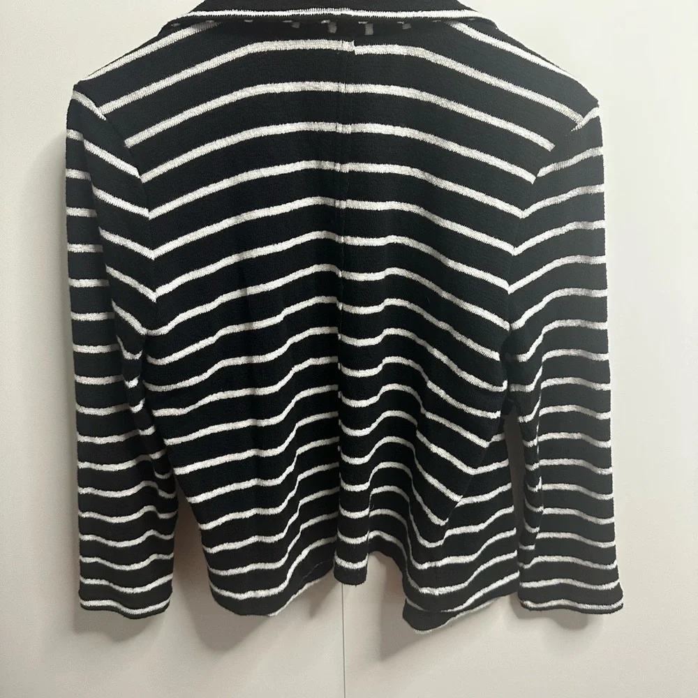Caslon Black and White Striped Cardigan - Picture 4 of 4